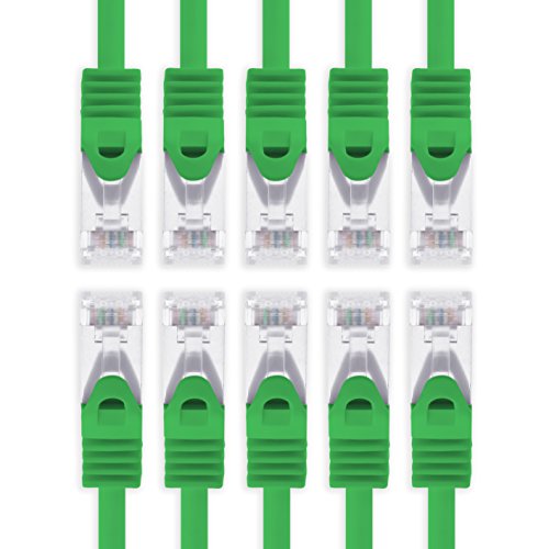 2m - grün - 10 Stück Cat7 Netzwerkkabel SFTP Patchkabel Lankabel Rohkabel 10GB/s - 500 Mhz konfektioniert mit 2 RJ45 Stecker Cat 6a von 1aTTack.de