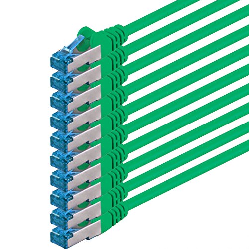 3m - CAT6a - Netzwerkkabel grün - 10 Stück CAT 6 A Patchkabel 10000 Mbit s SFTP PIMF 500 MHz kompatibel zu CAT5 CAT6 CAT7 DSL Internet Switch Router von 1aTTack.de