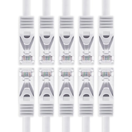 3m - Weiss - 10 Stück Cat7 Netzwerkkabel SFTP Patchkabel Lankabel Rohkabel 10GB/s - 500 Mhz konfektioniert mit 2 RJ45 Stecker Cat 6a von 1aTTack.de