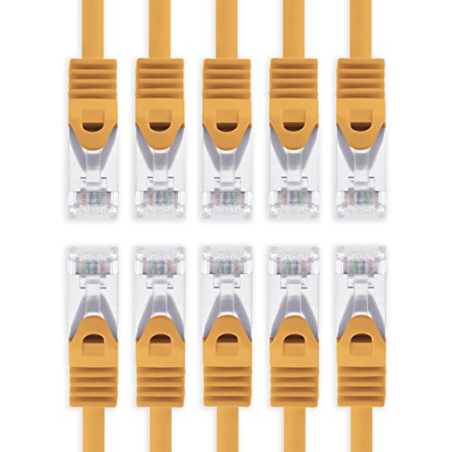 3m - orange - 10 Stück Cat7 Netzwerkkabel SFTP Patchkabel Lankabel Rohkabel 10GB/s - 500 Mhz konfektioniert mit 2 RJ45 Stecker Cat 6a von 1aTTack.de