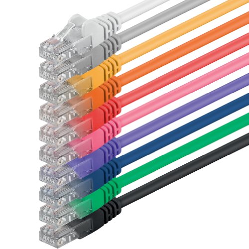 5m - 10-Farben - (PACK) - CAT.6 CAT6 Ethernet-Lan-Netzwerk-Kabel 1000Mbit/s Patchkabel von 1aTTack.de