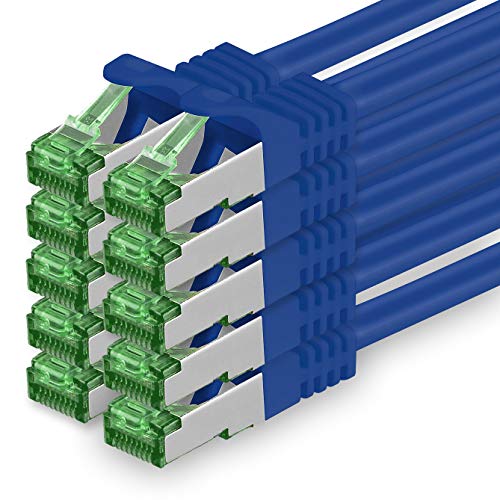 7.5 M Cat.7 Netzwerk-Kabel 10 Stück Cat7 Patch-Kabel Lan-Kabel Ethernet RJ45 10 Gbit/s (Alle Internetgeschwindigkeiten) Blau 7,5 Meter von 1aTTack.de