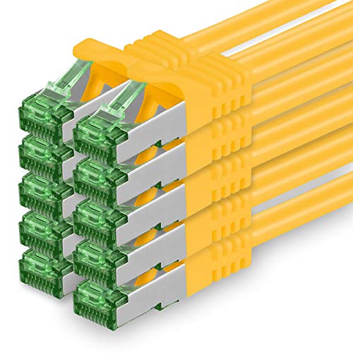 7.5 M Cat.7 Netzwerk-Kabel 10 Stück Cat7 Patch-Kabel Lan-Kabel Ethernet RJ45 10 Gbit/s (Alle Internetgeschwindigkeiten) Gelb 7,5 Meter von 1aTTack.de
