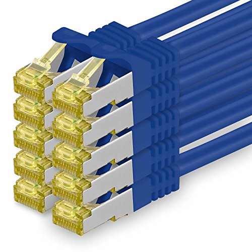 Cat.7 Netzwerkkabel 1,5m Blau 10 Stück Cat7 Ethernetkabel Netzwerk LAN Kabel Rohkabel 10 Gb s SFTP PIMF LSZH Set Patchkabel mit Rj 45 Stecker Cat.6a von 1aTTack.de