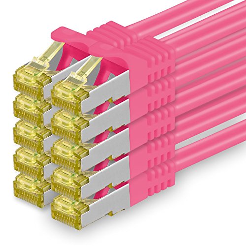 Cat.7 Netzwerkkabel 1,5m Magenta 10 Stück Cat7 Ethernetkabel Netzwerk LAN Kabel Rohkabel 10 Gb s SFTP PIMF LSZH Set Patchkabel mit Rj 45 Stecker Cat.6a von 1aTTack.de