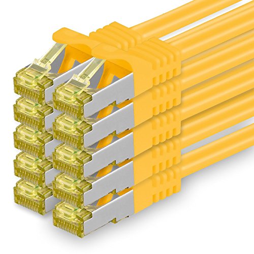 Cat.7 Netzwerkkabel 10m Gelb 10 Stück Cat7 Ethernetkabel Netzwerk LAN Kabel Rohkabel 10 Gb s SFTP PIMF LSZH Set Patchkabel mit Rj 45 Stecker Cat.6a von 1aTTack.de