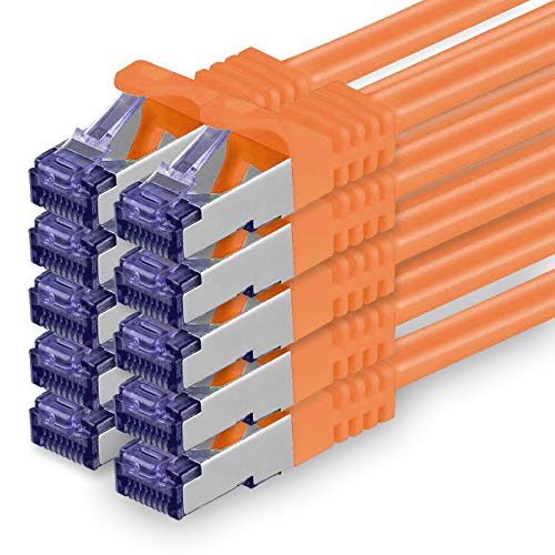 Cat.7 Netzwerkkabel 3m - Orange - 10 Stück - Cat7 Patchkabel (SFTP/PIMF/LSZH) Rohkabel 10 Gb/s mit Rj 45 Stecker Cat.6a - 10 x 3 Meter Orange von 1aTTack.de