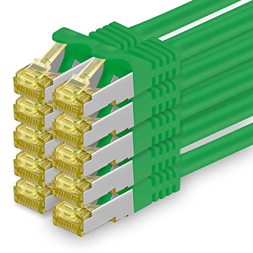 Cat.7 Netzwerkkabel 5m Grün 10 Stück Cat7 Ethernetkabel Netzwerk LAN Kabel Rohkabel 10 Gb s SFTP PIMF LSZH Set Patchkabel mit Rj 45 Stecker Cat.6a von 1aTTack.de
