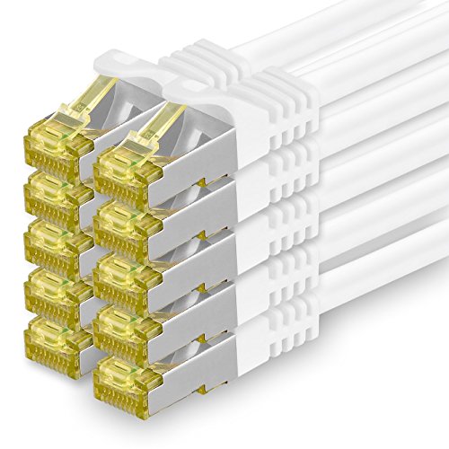 Cat.7 Netzwerkkabel 5m Weiß 10 Stück Cat7 Ethernetkabel Netzwerk LAN Kabel Rohkabel 10 Gb s SFTP PIMF LSZH Set Patchkabel mit Rj 45 Stecker Cat.6a von 1aTTack.de