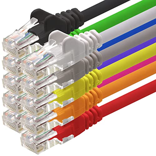 Netzwerkkabel Cat 6 10-Farben - 10m - (Set) - CAT6 Ethernet Kabel Lankabel 1000 Mbits Patchkabel von 1aTTack.de