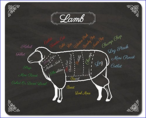1art1 Kochkunst Meat Table, Cuts of Lamb Mauspad 23x19 cm von 1art1
