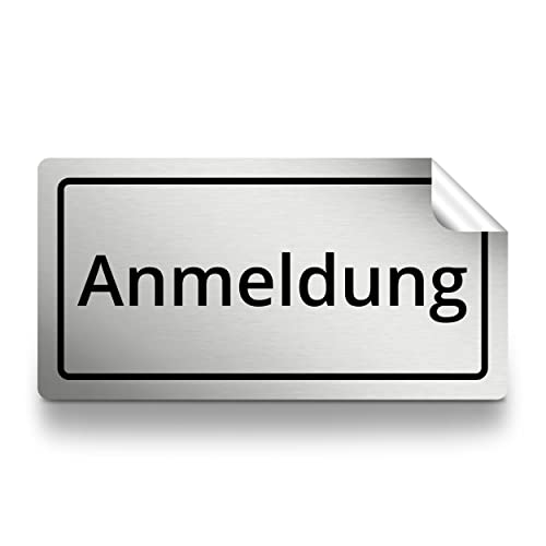 Anmeldung Aufkleber rechteckig, 15cm lang in silber, selbstklebende Sticker, wetterfest und UV-beständig von 1peak