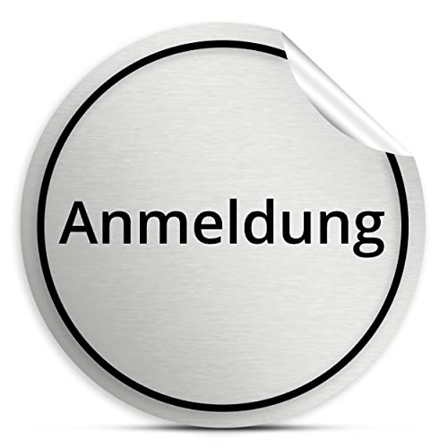 Anmeldung Aufkleber rund, 7cm in silber, selbstklebende Sticker, wetterfest und UV-beständig von 1peak