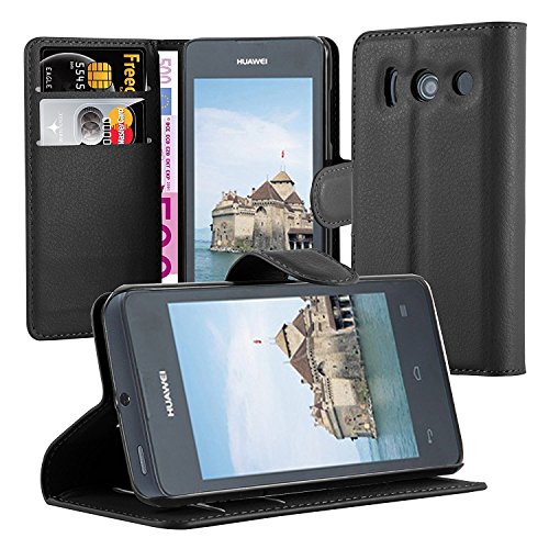 2 UR DOOR Huawei Y300 Mappen-Kasten - PU Leather Holster Case, Kreditkarteninhaber, Bargeld wallet1, Einbaustand, Magnetverschluss, Flip Folio Cover - Schwarz von 2 ur door