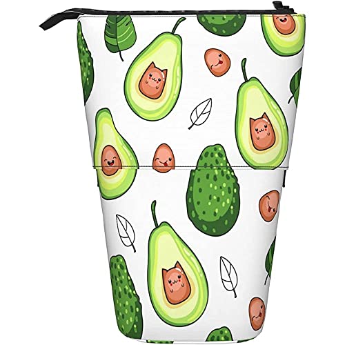Teleskopisch Mäppchen Niedliches Grünes Avocado-Frucht-Muster Mäppchen Multifunktions Stehbleistiftbeutel Langlebig Schulsachen Für High School Jungen Teenager von 208