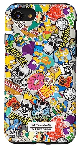 Merch von Amazon Die Simpsons iPhone SE (2020) / 7 / 8 Schutzhülle mit Aufklebercollage, Schwarz, Robuster Schutz von 20th Century Television