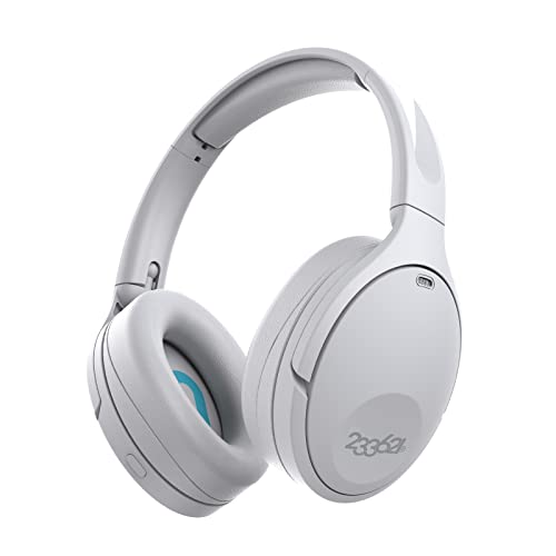 233621 Noise Cancelling Kopfhörer Bluetooth [100 Stunden Hördauer] Over-Ear Kopfhörer Kabellos mit Mikrofon,Erstklassigem Klang,Schnelles Aufladen,Kompatibel für IOS- und Android-Geräte (Silbergrau) von 233621