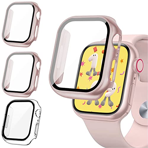 2Buyshop [3 Stück] Hülle für Apple Watch Serie 8 2022 & 7 2021 45mm 41mm Schutzhülle Hülle mit Displayschutzfolie Hart PC Kratzfest Ultradünne Gehäuse für Apple Watch Serie 8/7 Hülle 45mm 41mm Case von 2Buyshop