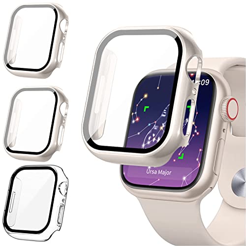 2Buyshop [3 Stück] Hülle für Apple Watch Serie 8 2022 & 7 2021 45mm 41mm Schutzhülle Hülle mit Displayschutzfolie Hart PC Kratzfest Ultradünne Gehäuse für Apple Watch Serie 8/7 Hülle 45mm 41mm Case von 2Buyshop