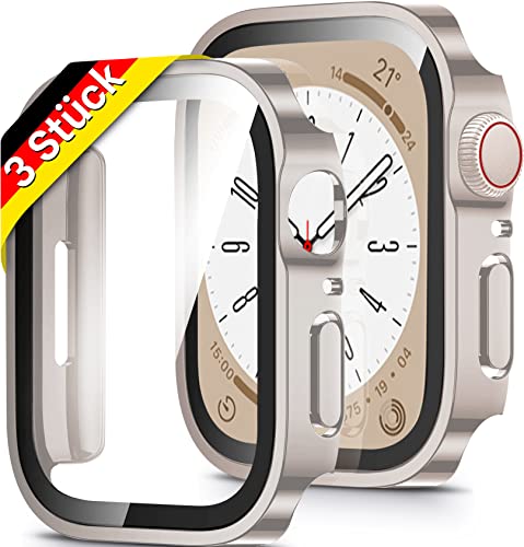 2Buyshop [3 Stück] Hülle für Apple Watch Serie 9 & 8 & 7 41mm Schutzhülle Hülle mit Displayschutzfolie Hart PC Kratzfest Ultradünne Gehäuse für Apple Watch Serie 9/8 / 7 Hülle iWatch 41mm Case von 2Buyshop