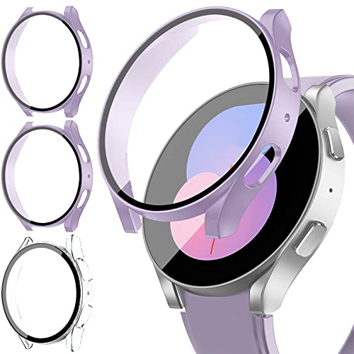 2Buyshop [3 Stück] Hülle für Samsung Galaxy Watch 5 44mm & 4 44mm Schutzhülle Hülle mit Displayschutzfolie Hart PC Kratzfest Ultradünne Gehäuse für Samsung Galaxy Watch 4 / Watch 5 44mm Schutz Case von 2Buyshop