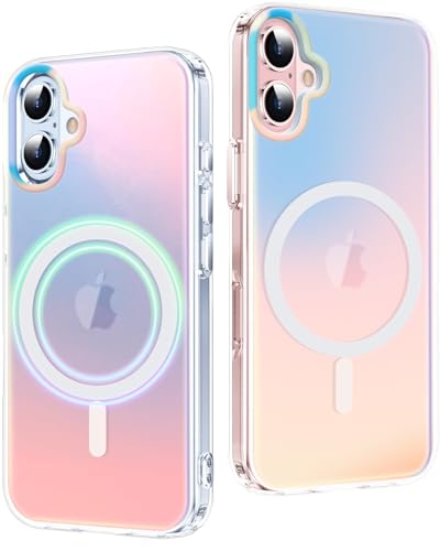 2Buyshop Handyhülle für iPhone 16 Plus Hülle für Mag-Safe Stoßfeste Kratzfeste Holografisch Irisierend Robust Schutzhülle für iPhone 16 Plus Hülle Farbwechsel Effekt iPhone 16 Plus Case Cover 6,7 Zoll von 2Buyshop