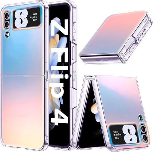 2Buyshop Handyhülle für Samsung Galaxy Z Flip 4 Hülle Stoßfeste Kratzfeste Holografisch Irisierend Robust PC Schutzhülle Hülle mit Farbwechsel Effekt Matt Galaxy Z Flip 4 5G Case Cover von 2Buyshop