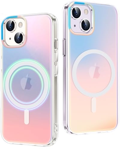 2Buyshop Handyhülle für iPhone 14 Hülle für Mag-Safe Stoßfeste Kratzfeste Holografisch Irisierend Robust PC Schutzhülle für iPhone 14 Hülle mit Farbwechsel Effekt Matt iPhone 14 Case Cover 6,1 Zoll von 2Buyshop