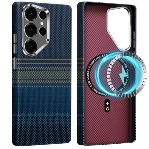 2Buyshop für Samsung Galaxy S25 Ultra Hülle Ultradünn aus Aramidfaser Magnetische mit Mag-Safe Kratzfeste Handyhülle Taktile Gewebte Kameraschutz Schutzhülle für Samsung S25 Ultra 5G Case Cover von 2Buyshop