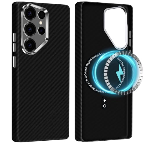 2Buyshop für Samsung Galaxy S25 Ultra Hülle Ultradünn aus Aramidfaser Magnetische mit Mag-Safe Kratzfeste Handyhülle Taktile Gewebte Kameraschutz Schutzhülle für Samsung S25 Ultra 5G Case Cover von 2Buyshop