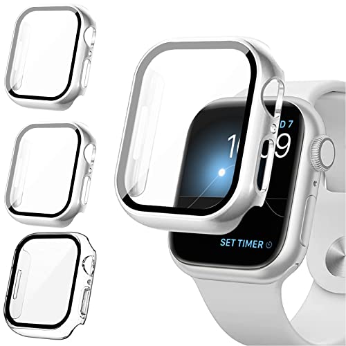 [3 Stück] 2Buyshop Hülle für Apple Watch Serie 8 2022 & 7 2021 45mm 41mm Schutzhülle Hülle mit Displayschutzfolie Hart PC Kratzfest Ultradünne Gehäuse für Apple Watch Serie 8/7 Hülle 45mm 41mm Case von 2Buyshop