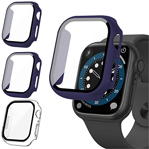 [3 Stück] 2Buyshop Hülle für Apple Watch Serie 8 2022 & 7 2021 45mm 41mm Schutzhülle Hülle mit Displayschutzfolie Hart PC Kratzfest Ultradünne Gehäuse für Apple Watch Serie 8/7 Hülle 45mm 41mm Case von 2Buyshop