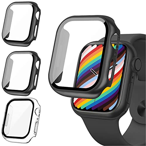 [3 Stück] 2Buyshop Hülle für Apple Watch Serie 8 2022 & 7 2021 45mm 41mm Schutzhülle Hülle mit Displayschutzfolie Hart PC Kratzfest Ultradünne Gehäuse für Apple Watch Serie 8/7 Hülle 45mm 41mm Case von 2Buyshop