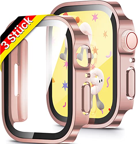 2Buyshop [3 Stück] Hülle für Apple Watch Serie 9 & 8 & 7 45mm Schutzhülle Hülle mit Displayschutzfolie Hart PC Kratzfest Ultradünne Gehäuse für Apple Watch Serie 9/8 / 7 Hülle iWatch 45mm Case von 2Buyshop