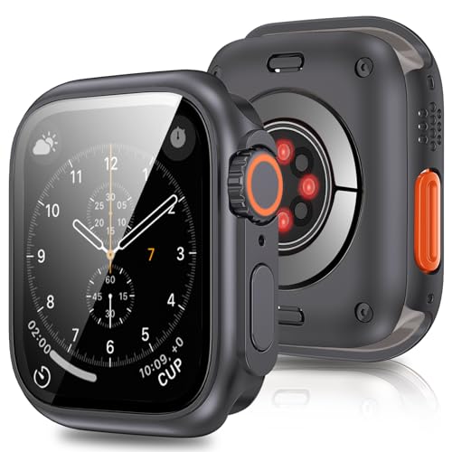 [3 in 1] Hülle für Apple Watch Serie 9 8 7 45mm Schutzhülle Hülle Displayschutz Sehen Aus Wie iWatch Ultra, Kratzfest Ultradünne 360° Rundum Schutz Gehäuse für Apple Watch Series 9 8 7 Hülle 45mm Case von 2Buyshop