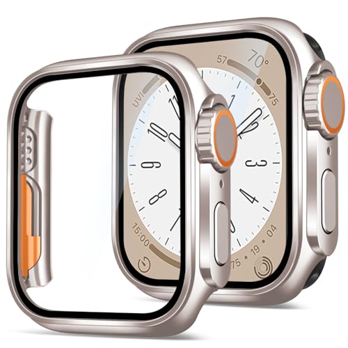 Hülle für Apple Watch Serie 9 8 7 45mm Schutzhülle Hülle mit Displayschutz Werden Sie mit Stil zur iWatch Ultra 2, Hart Schutz Kratzfest Ultradünne Gehäuse für Apple Watch Series 8 7 9 Hülle 45mm Case von 2Buyshop