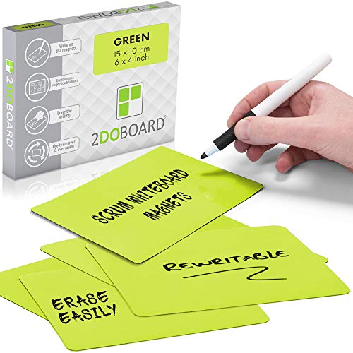 2DOBOARD 25 Scrum Magnete Wiederbeschreibbar 15 x 10 cm für Agile, Scrum, Kanban oder Lean (Grün) von 2DOBOARD