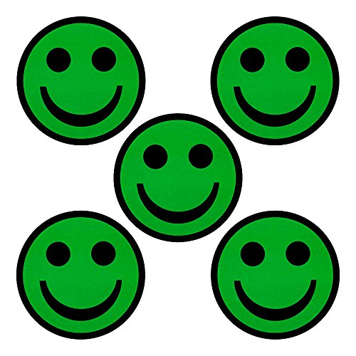 5 Smiley Magnete Durchmesser 5 cm für Magnettafeln, Kühlschränke, Plantafeln und Whiteboards. Emoji Smiley Magnet (Grün, 5 cm) von 2DOBOARD