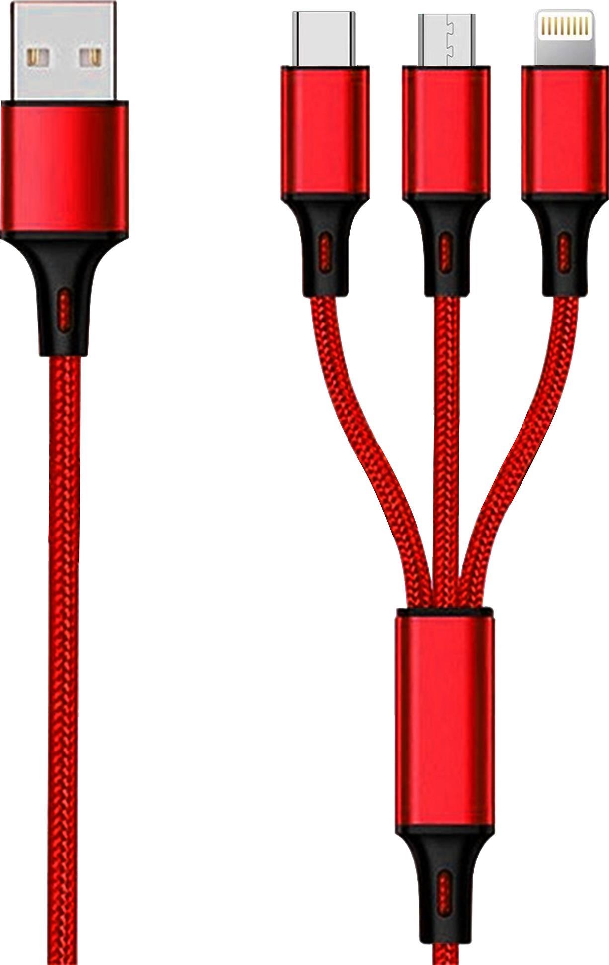 2GO 797150 USB Kabel 1,5 m USB B USB C/Micro-USB B/Lightning Rot (797150) von 2GO