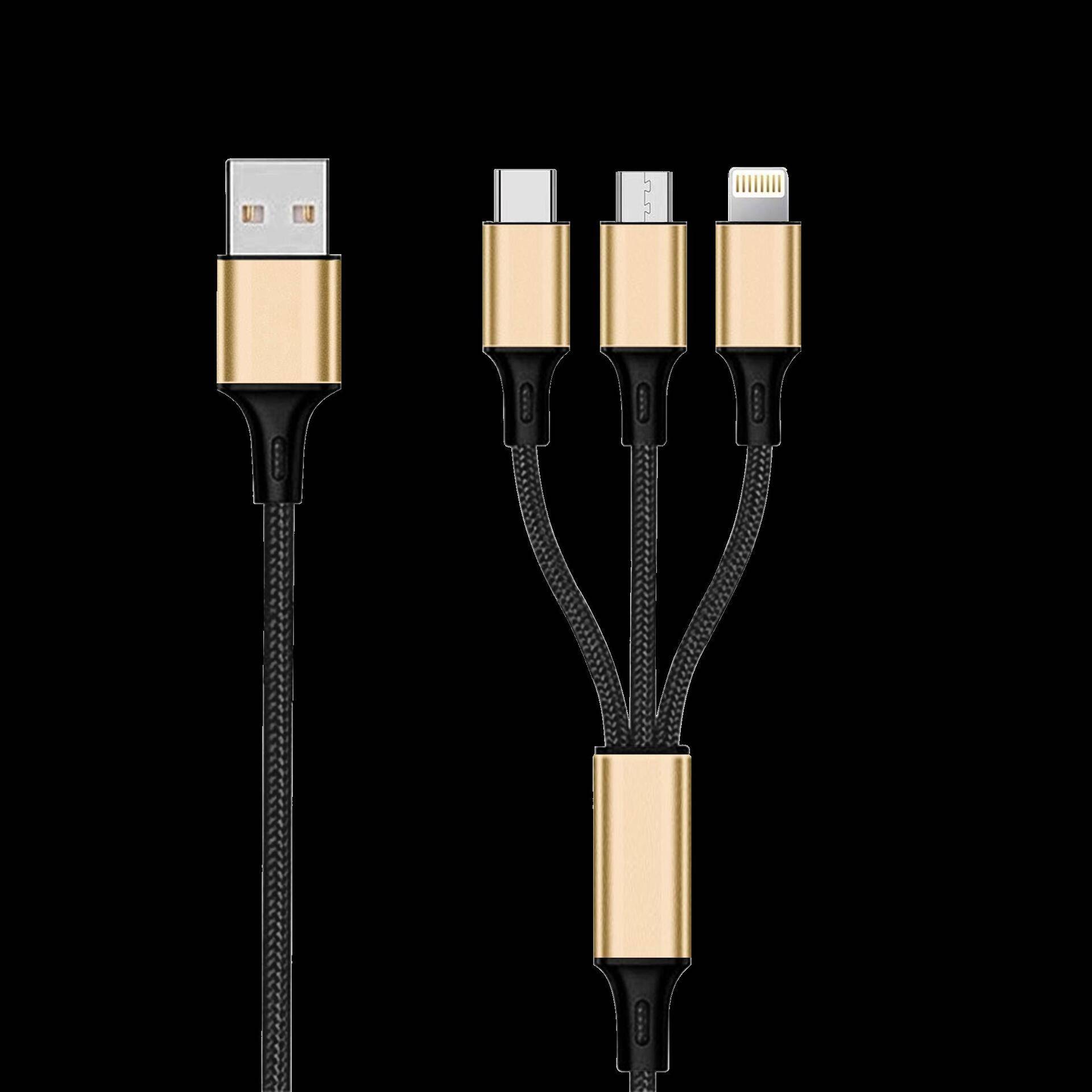 2GO 797152 USB Kabel 3 m USB B USB C/Micro-USB B/Lightning Schwarz - Gold (797152) von 2GO