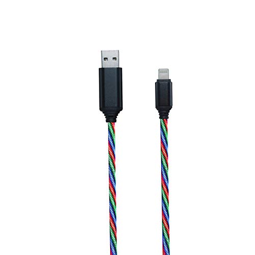 2GO Datenkabel & Ladekabel Tricolor - dreifarbig beleuchtetes LED-Kabel - 100cm - Aluminium Stecker - für Apple Geräte mit Lightning Anschluss, 797147 von 2GO