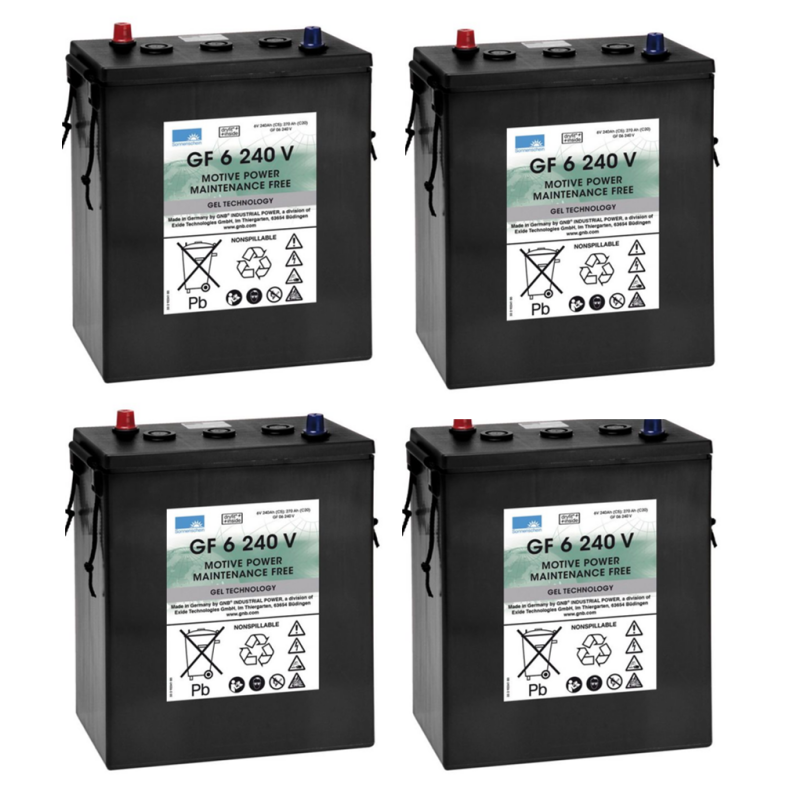 Ersatzakku Set 4x 6V (24V) 240Ah für Cleanfix Reinigungsmaschine RA 800 RA 900 Sauber Gel Akku von 2GO