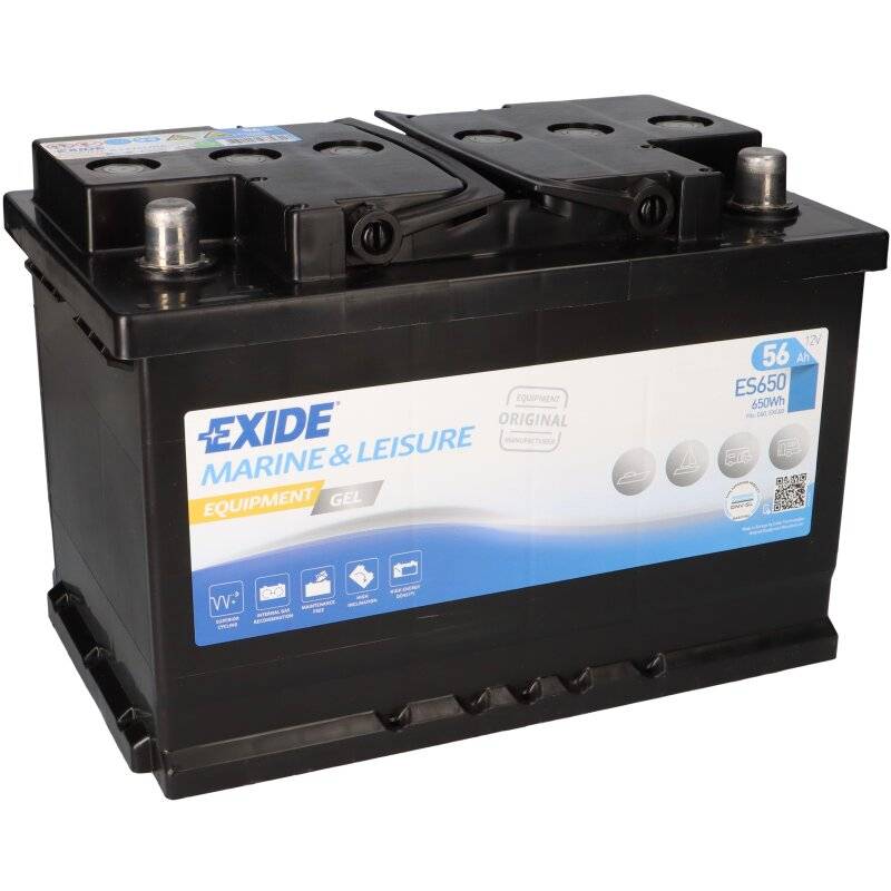 Versorgungsbatterie Exide ES650 (passend für G60) 12V 56Ah Bleigel Akku VRLA von 2GO