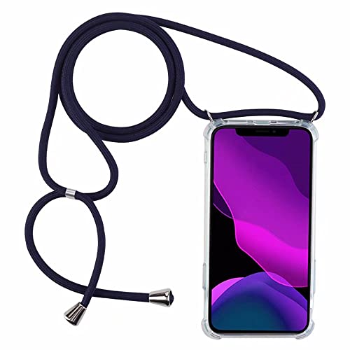 2NDSPRlNG Handykette Schutzhülle kompatibel mit OnePlus 9 Pro 5G Handyhülle mit Band,Halsband Lanyard Silikonhülle,Transparent Blau von 2NDSPRlNG