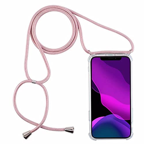 2NDSPRlNG Handykette Schutzhülle kompatibel mit Samsung Galaxy S22 Plus 5G Handyhülle mit Band,Halsband Lanyard Silikonhülle,Transparent Rose gold von 2NDSPRlNG