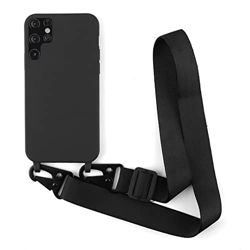 2NDSPRlNG Handykette Schutzhülle kompatibel mit Samsung Galaxy S22 Ultra Handyhülle mit Band,Halsband Lanyard Silikonhülle Soft Silikon Case,Schwarz 2NDSPRlNG Handykette Schutzhülle kompatibel mit Samsung Galaxy S22 Ultra Handyhülle mit Band,Halsband Lanyard Silikonhülle Soft Silikon Case,Schwarz von 2NDSPRlNG