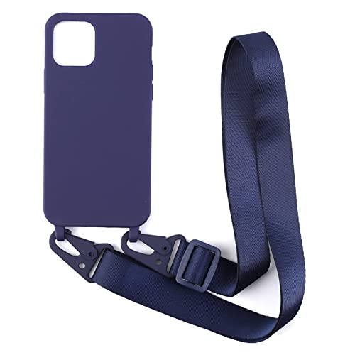 2NDSPRlNG Handykette Schutzhülle kompatibel mit iPhone 12/12 Pro 6.1 Handyhülle mit Band,Halsband Lanyard Silikonhülle Soft Silikon Case,Blau von 2NDSPRlNG