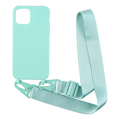 2NDSPRlNG Handykette Schutzhülle kompatibel mit iPhone 13 6.1 Handyhülle Band,Halsband Lanyard Silikonhülle Soft Silikon Case,minzgrün von 2NDSPRlNG