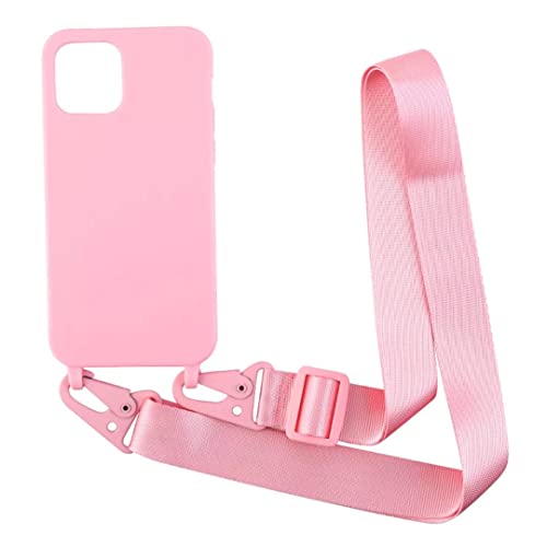2NDSPRlNG Handykette Schutzhülle kompatibel mit iPhone 13 Mini Handyhülle mit Band,Halsband Lanyard Silikonhülle Soft Silikon Case,Pink von 2NDSPRlNG