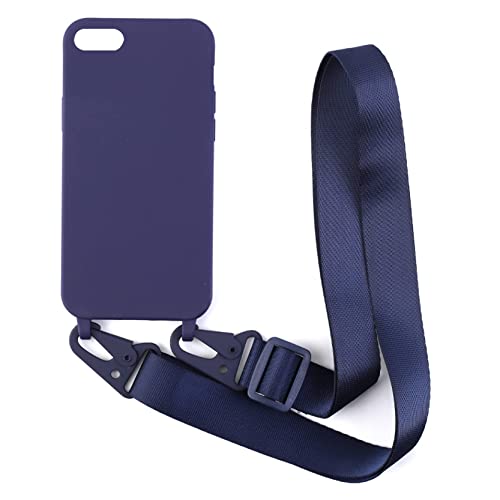 2NDSPRlNG Handykette Schutzhülle kompatibel mit iPhone 6/7/8/iPhone SE 2020/iPhone SE3 2022 Handyhülle mit Band,Halsband Lanyard Silikonhülle Soft Silikon Case,Blau von 2NDSPRlNG